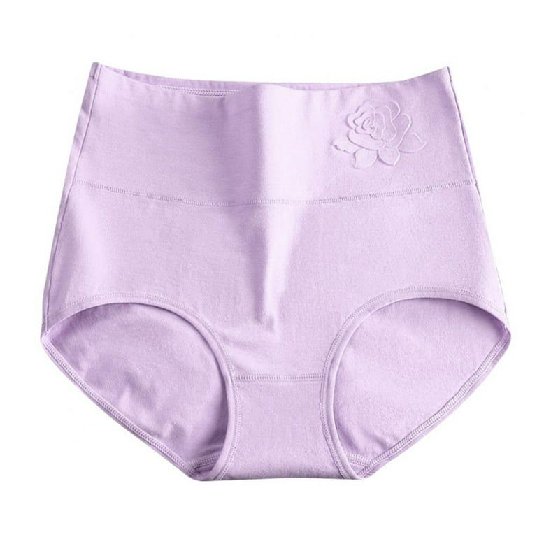 Xmarks High Waist Tummy Control Panties for Women, Cotton Underwear No  Muffin Top Shapewear Brief Panties Purple