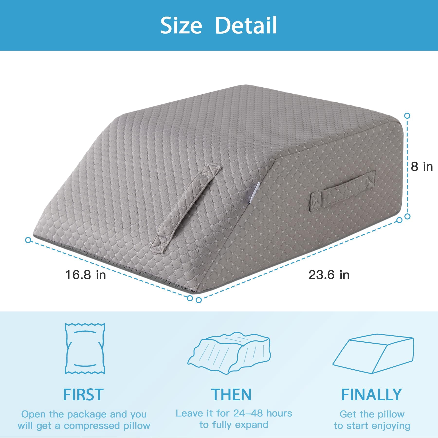 Leg Pillow Elevation  Wedge For Elevating After Memory Foam Foot Sleeping 24*22*8 Inch Grey
