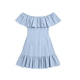 thumbnail image 6 of Ahabrexf Off Shoulder Summer Dresses for Women, Ruffle Border Linen Look Solid Color Mini Sundress, Casual Flowy Short Dress for Beach Vacation Daily Wear, 6 of 7