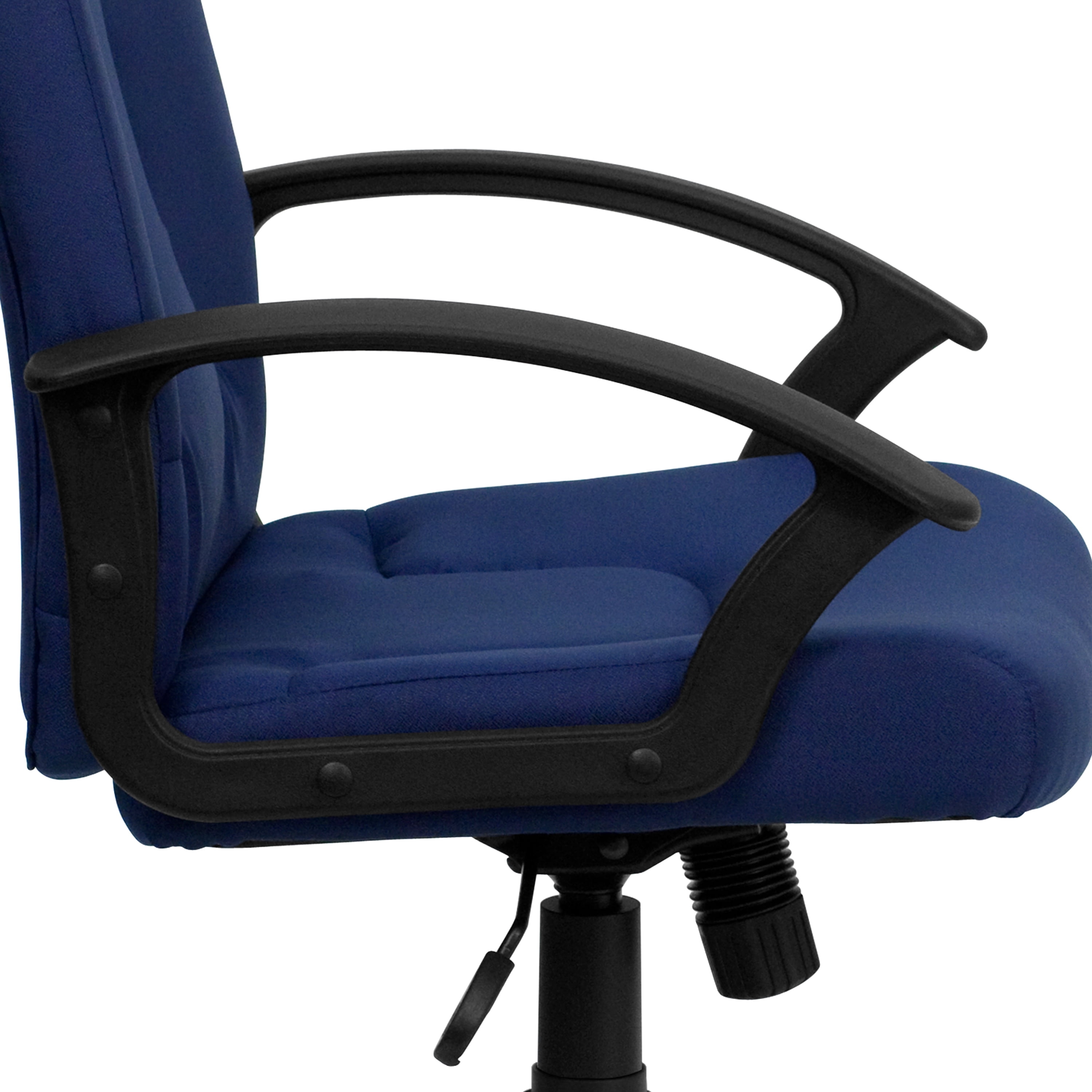 Emma + Oliver Mid-Back Navy Fabric Executive Swivel Office Chair with Nylon Arms