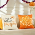 thumbnail image 4 of Fall Decor-Throw Pillow Covers 18x18in Set of 4,Pumpkin Linen Pillow Case for Thanksgiving Couch Autumn Holiday Home Outdoor Burnt Orange White Decorations, 4 of 6