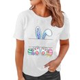 thumbnail image 1 of TSADFHJI Hauts de Noël pour Femmes 2X Haut Décontracté à Manches Courtes Imprimé de Pâques Col Rond T-Shirt Manches Courtes TTG Blanc, 1 of 4