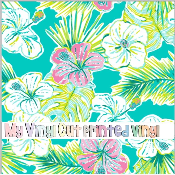 Printed Adhesive Vinyl Aloha Pattern Permanent Adhesive (XL Scale)