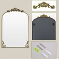 thumbnail image 2 of BEAUTYPEAK 42"x30" Vanity Wall Mirror Decorative Vintage Arch Bathroom Mirror,Bronze, 2 of 10