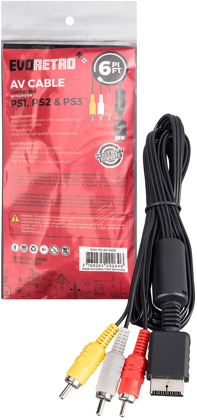 EVORETRO Sony Playstation PS1 2 3 AV Cable AV Video Cable Cord