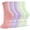 5 Pairs-1pink/2light Purple/2light Green, variant on Double‑Sided Non Slip Grip Socks for Men & Women, Grips on both sides maintain traction if the socks rotate; thick grip dots suit tile, wood and laminate floors indoors.