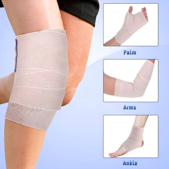 XIRQI 6 Rolls Elastic Bandage Sports Wraps Stretch Bandage Wrap For Wrist Ankle Knee Legs Shoulder Feet