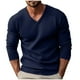 thumbnail image 2 of pstuiky Camisas de manga larga de invierno para hombre, Suéter casual de manga larga y gruesa con cuello en V y color liso para hombre top de hombre xl, 2 of 9