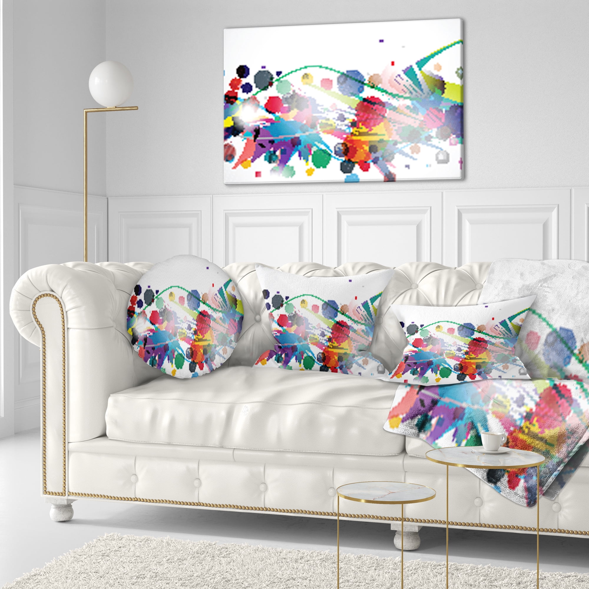 Designart Colorful Circles and Shapes - Abstract Throw Pillow - 12x20