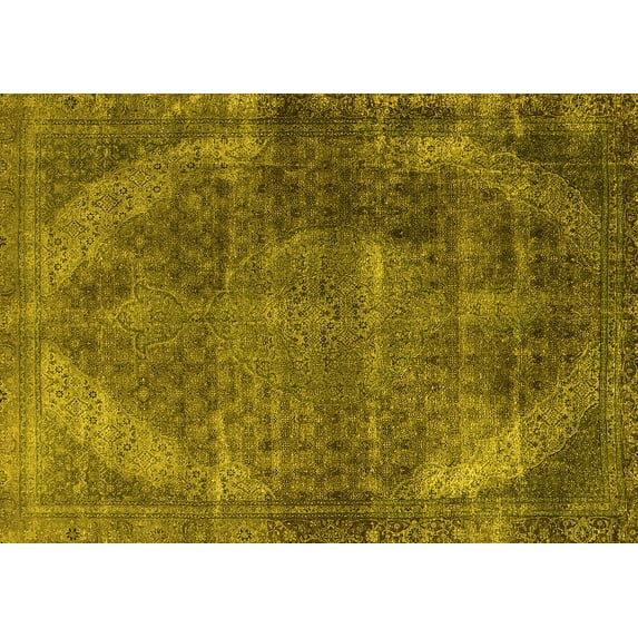 Ahgly Company Indoor Rectangle Oriental Yellow Industrial Area Rugs, 2' x 3'