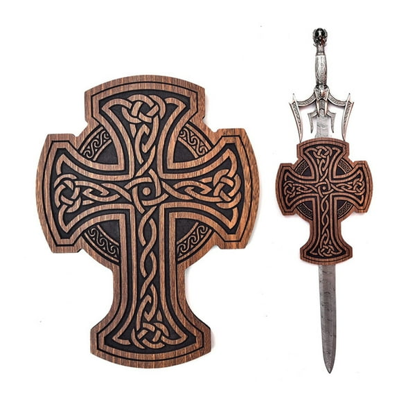 Armory Replicas Dragon Knot Wooden Plaque Display Sword  Engraved Medieval Fantasy Wall Decoration