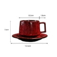 thumbnail image 2 of Juego de taza de café con platillo de cerámica retro de gres rosa, 2 of 7