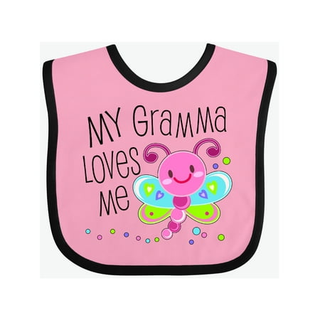 

Inktastic My Gramma Loves Me- cute dragonfly Gift Baby Boy or Baby Girl Bib