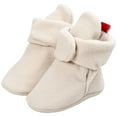 thumbnail image 4 of newwalpole Infant Boy Girl Warm Cotton Booties Baby Soft Sole Ankle Boots First Walkers Socks Shoes with Grippers Khaki for Size 4.5, 4 of 7