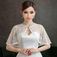 thumbnail image 2 of Camicover Women's Lace Wedding Shawl Cloak Bride's Formal Dress With Floral Button Neck, 2 of 6