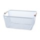 thumbnail image 1 of Cesta de almacenamiento de alambre de metal con asas de madera, contenedor rectangular, práctica 36 cm x 22 cm x 21 cm, 1 of 9