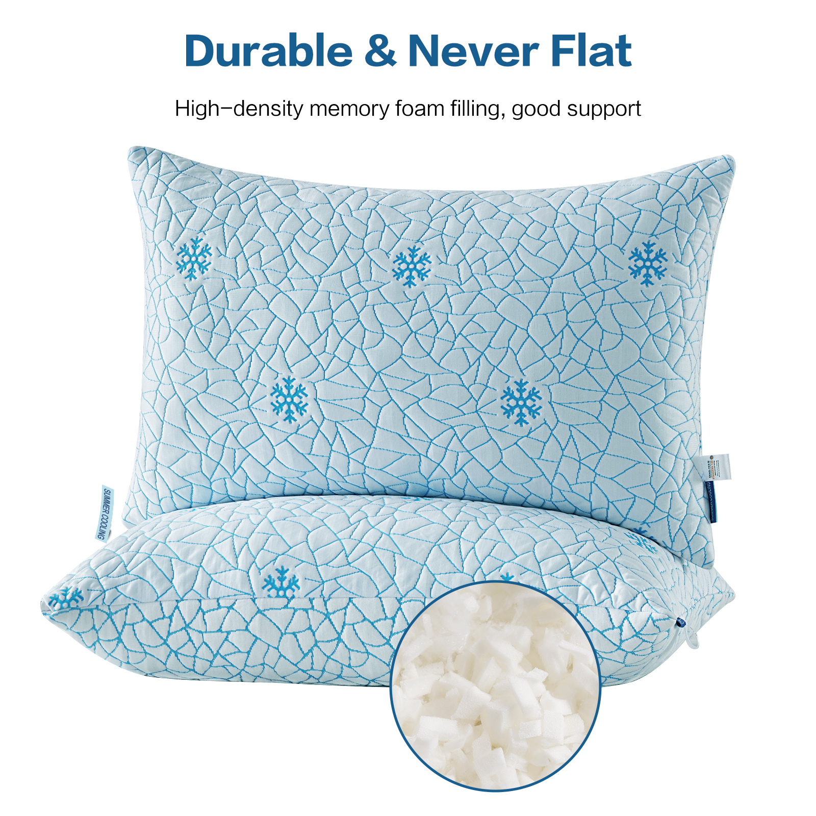 EMONIA Cooling Memory Foam Queen Pillows, Set of 2 photo 2
