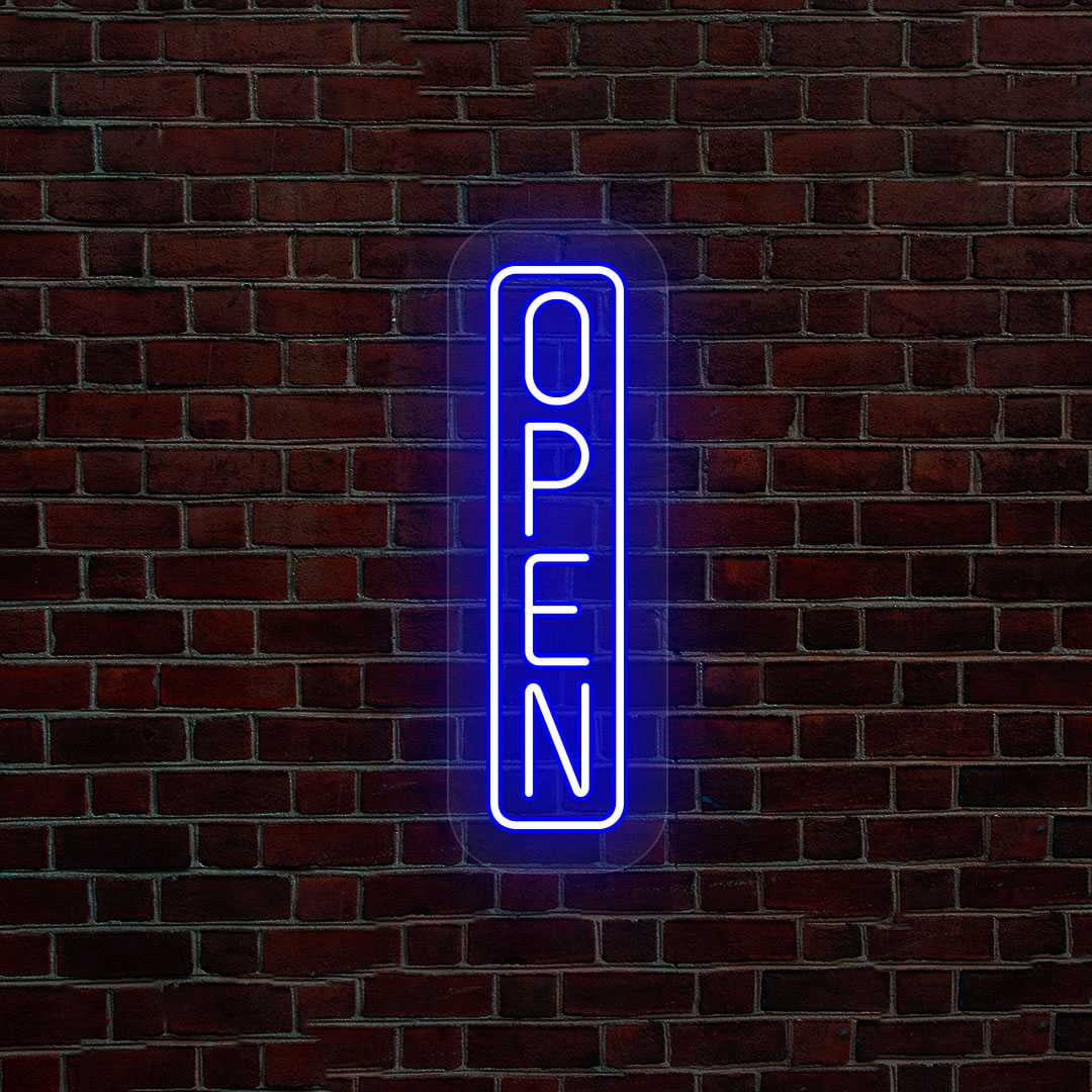 Vertical Open Neon Sign (yellow, 11.5"(W)x34.5"(H))