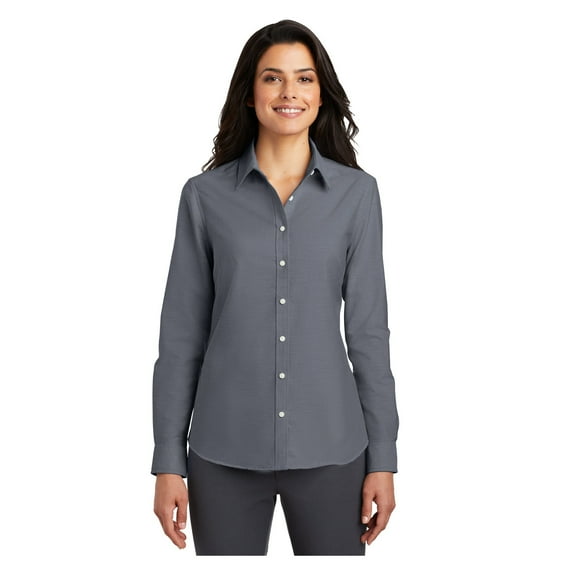 Port Authority Women's SuperPro Oxford Long Sleeve Shirt Black X-Small