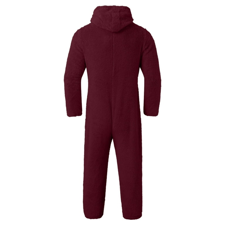 Lisingtool Overalls Men Artificial Wool Long Sleeve Pajamas Casual