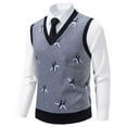 thumbnail image 4 of Zedker Men's Soft Thick Argyle Sweater Vest - Classic V-Neck Sleeveless Knit Pullover, Warm for Autumn-Winter Gray XL, 4 of 9