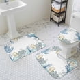 thumbnail image 3 of Ocean Life Bathroom Rugs Set Light Yellow Shell Navy Coral Starfish Conch Non Slip Absorbent Soft Bath Mats 3 Piece Set with Bathroom Rug, U-Shaped Floor Mat, Toilet Seat Cover Small Size, 3 of 9