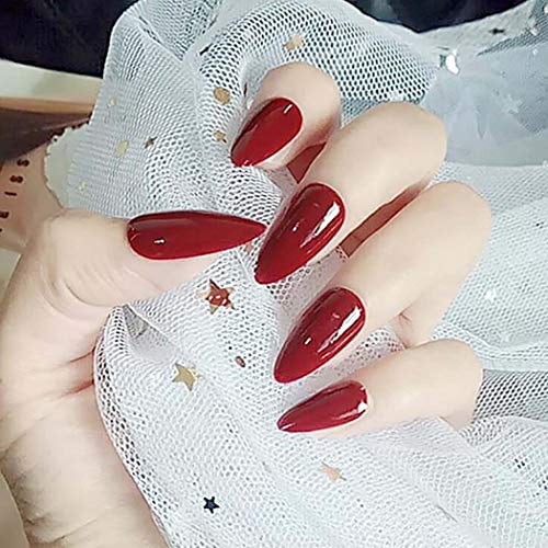 Red Almond Shaped Nails
