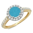 thumbnail image 2 of 1.86 ct Round Cut Simulated Turquoise Halo Engagement Ring for Women in 14K White/Yellow Gold, 2 of 2