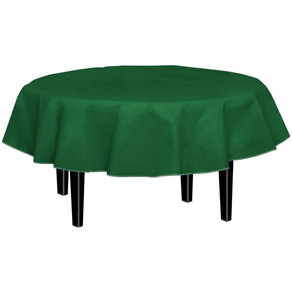 Dark Green Round Flannel Backed Vinyl Tablecloth Solid Color