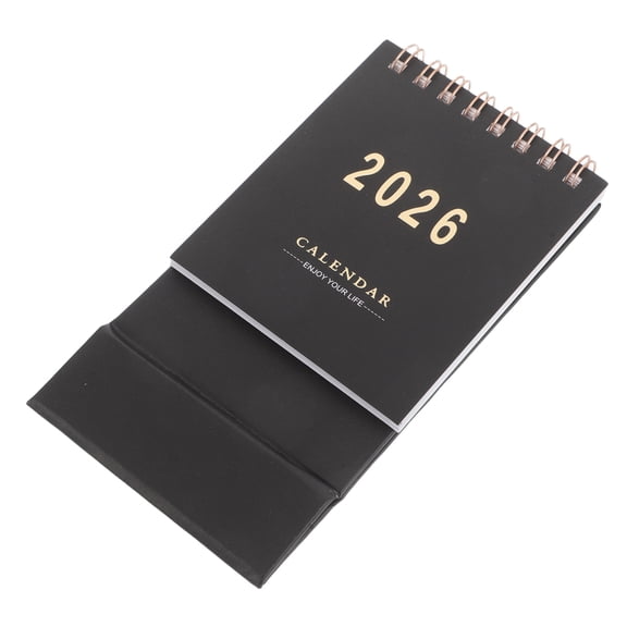 LULULION Compact Black 2026 Standing Flip Desk Calendar Small Tabletop Monthly Planner