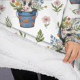 thumbnail image 3 of Oversized Wearable Blanket Hoodie,White Cow Flower Bucket Pattern Sherpa Blanket Hoodie with Super Pockets,Super Warm Fuzzy Pullover for Women & Men, 3 of 6