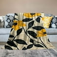 thumbnail image 2 of Nawypu DaDa Bedding Botanical Floral Throw Blanket - Quilted Yellow Fleur Golden Orange Spring Time Tulips - Scalloped Edges Bright Vibrant Ivory Cream, 2 of 6
