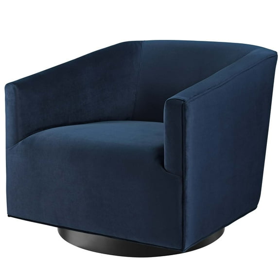 Contemporary Modern Urban Designer Living Room Lounge Club Lobby Accent Side Chair, Velvet Fabric, Navy Blue