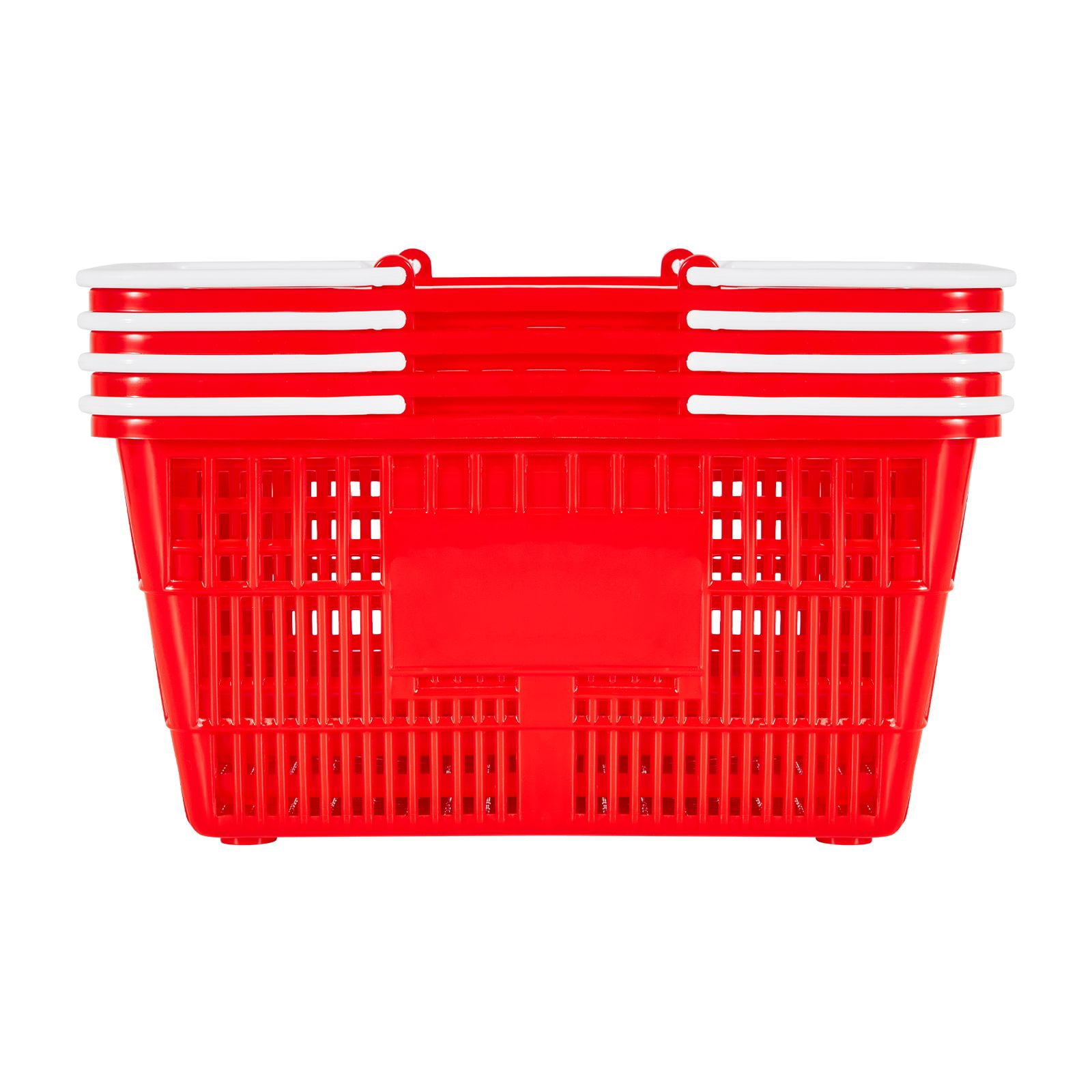 Shopping Baskets, 4 PCS, 21L Stackable PE Plastic, Ergonomic Handles, Dense Mesh Structure, Holds 20 lbs, for Grocery, Retail, Stores & Supermarket Use