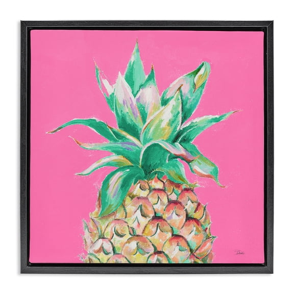 Stupell Industries Bohemian Pineapple on Pink Black Floating Frame Canvas Art, 18 x 18, by Patricia Pinto