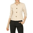 thumbnail image 2 of MODA NOVA Women Fall Vintage Lightweight Short Button Jacket with Pockets L Beige, 2 of 6