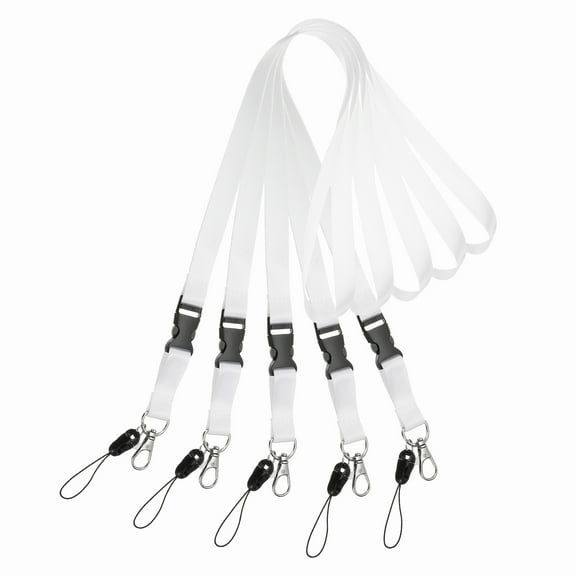 Uxcell 5 Pack White Lanyards for Keys, Breakaway Lanyard for Men and ID Badges Holder