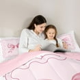 thumbnail image 5 of jejeloiu Cartoon Polka Dots Twin Comforter Sets,Pink Bowtie Bow Bedding Set For Girl Reversible 2 Pieces, 5 of 8