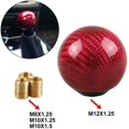 thumbnail image 2 of Red Fiberglass Gear Shift Knob Universal Gear Shift Knobs with 3 Round Ball Gear Shift Adapters, 2 of 4