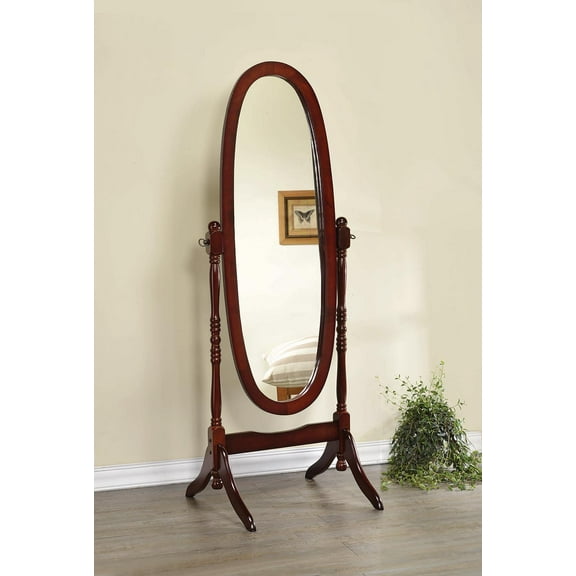 Monarch Specialties Foyet Oval Cheval Mirror Merlot