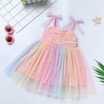 thumbnail image 5 of IWEMEK Girl Dresses Bow Knot Shiny Birthday Party Dress Rainbow Tulle Sequin Sleeveless Dress for Baby Girls 18-24M, 5 of 7