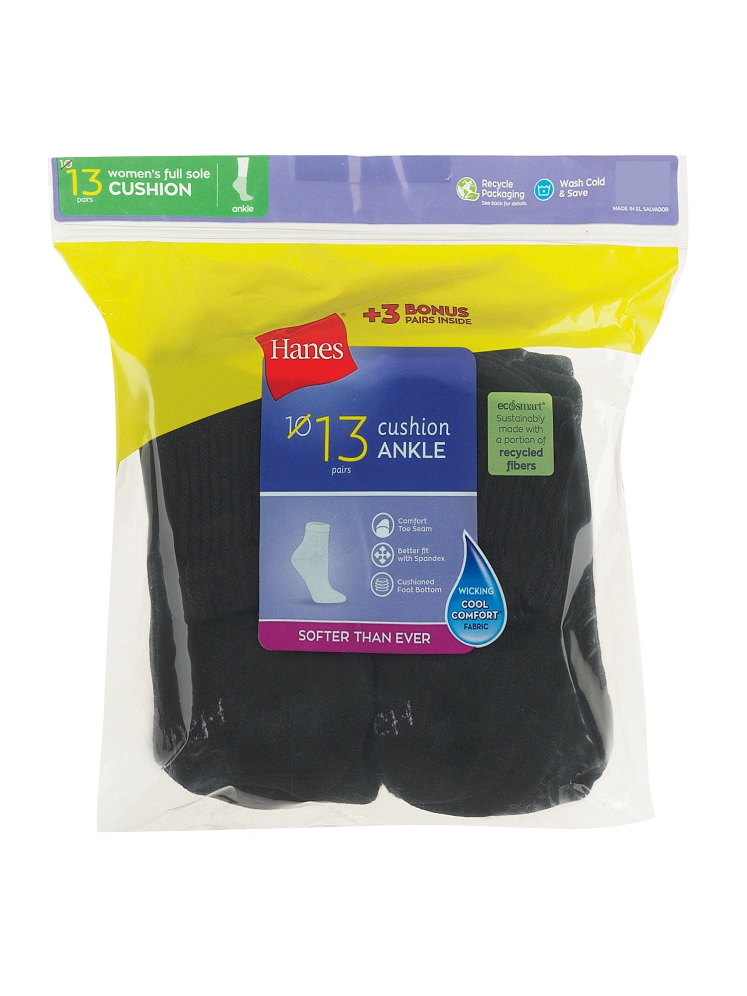 Hanes Women's Cool Comfort Ankle Socks, 10+3 Bonus Pack