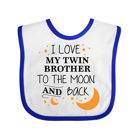 

Inktastic I Love My Twin Brother to the Moon and Back Gift Baby Boy or Baby Girl Bib