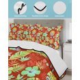 thumbnail image 3 of Quilt King Size Bedding Set, Red Tropical Plants Reversible Summer Quilt 3 Pieces, Country Summer Palm Leaves Flowers Lightweight Bedspreads Coverlets with 2 Pillow Shams for All Seasons, 3 of 5