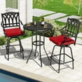 thumbnail image 6 of Nuu Garden Patio Bar Table with Vintage Hollow Tabletop and Umbrella Hole, Cast Aluminum Frame Bar Table Bistro Round Table, 32'' Bar Table for Balcony Backyard Poolside Garden, Black, 6 of 10