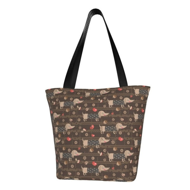 Balery Dachshund Dog Puppy Bolsa de Hombro con Diseño, Bolsa Grande y Duradera, Bolsa Versátil para Compras