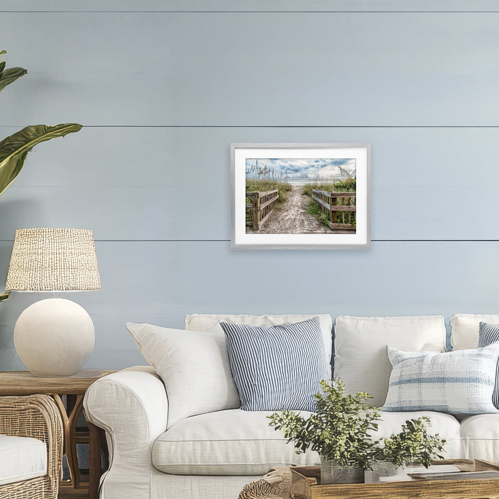 Stupell Industries Beach Entrance Fence Gray Framed Print Under Glass, design by Mary Lou Johnson