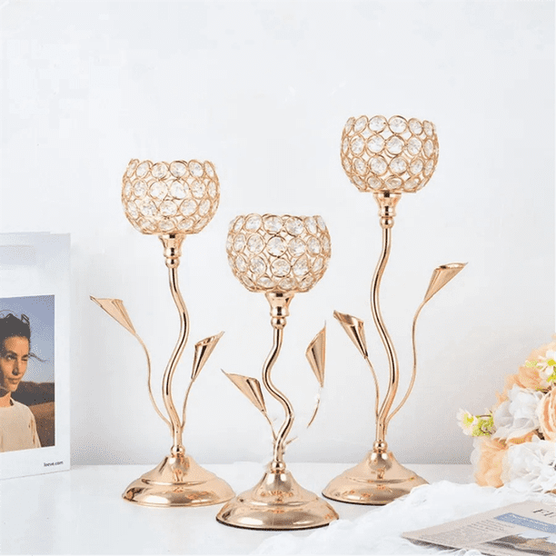 Bougroir Doré Chandelier Rétro en Or: Lot de 12 Porte-Bougies en Métal Bougroir Doré Chandelier Rétro en Or: Lot de 12 Porte-Bougies en Métal
