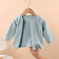 thumbnail image 6 of FRSASU Girls Classic Crew Neck Button Long Sleeve Soft Knit Cardigan Sweater Breathable Stretchy School Outfit Size 6M-4T Blue, 6 of 9