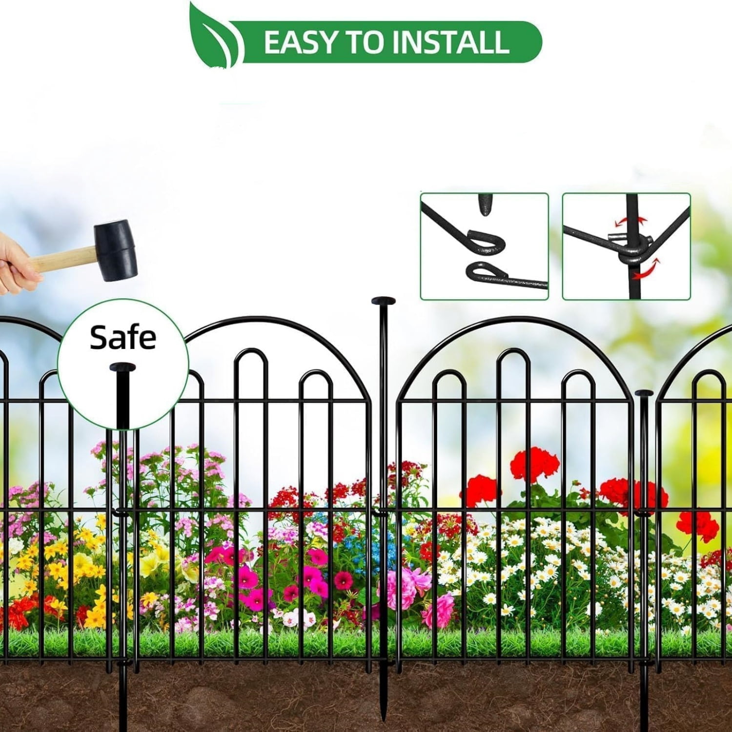 28ft in x 22in Decorative Garden Fence, 26 Pack Arched No Dig Animal Barrier Fence for Dog Rabbit, Garden Edging Border, Rustproof Metal Ground Stake Border for Outdoor Yard Patio Decor